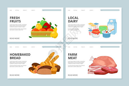 农场市卸货页病媒网模板包括肉类水果奶制品图片