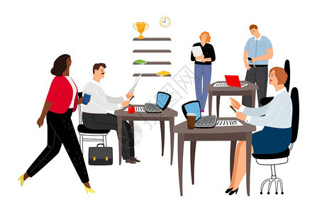 办公室生活在工作的男女管理人员国际商业团队病媒图示办公室生活国际商业团队图片