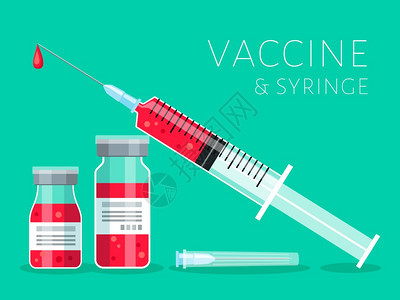 疫苗和注射器病媒说明瓶中注射和红液保健豁免护概念预防药品和免疫标语海报模板疫苗和注射器病媒说明图片