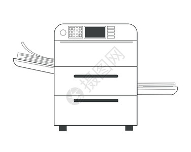 办公室多功能打印机或复和或和纸张孤立物体矢量电子激光复印机设备刷工作室文书平面印刷技术文件打机或复和纸面文件图片