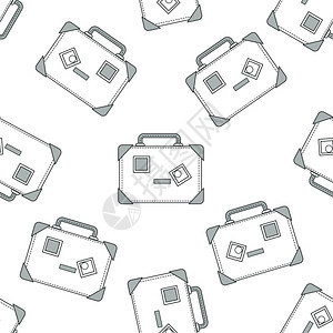 旅行袋无缝手提箱或公文包行李后方附属矢量旅游旧箱或运输旅行和冒险飞皮革集装箱无缝纹理手提箱或旅行袋无缝李或图片