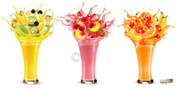 卡通水果果汁矢量元素图片