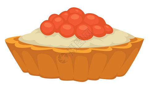 加奶油慕丝和鱼子酱奶油矢量的塔特莱配有果莓红甜点配有小屋顶层式蛋糕上的奶酪成熟水果或开胃菜图片