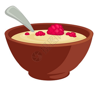 配牛奶和草莓及勺子病媒的粥加牛奶和草莓及汤匙的粥孤立餐点传统零食甜和果汁日记品健康饮和甜点的生活方式汤图片