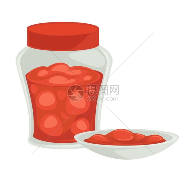 罐中自制食品草莓果酱矢量元素图片