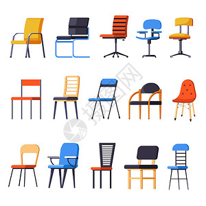 家具带有装饰和木腿的椅子隔离物体矢量舒适和室内装饰椅子和座有家具的公寓室内设计办公椅或易坐子臂座室内设计要素孤立物体图片