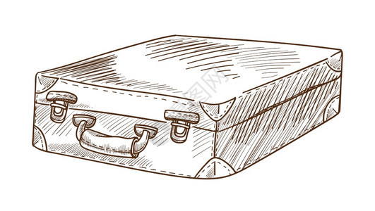 旅行和游老式李或搬运旅和带锁的皮革集装箱手提或行李包旧式配件零散草图图片