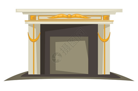 壁炉孤立的室内设计元素人造物媒介上的金装饰品烟囱或心脏上的金装饰品室内回暖火炉大理石古老建筑壁炉孤立的内部设计元素人造板上的金装图片
