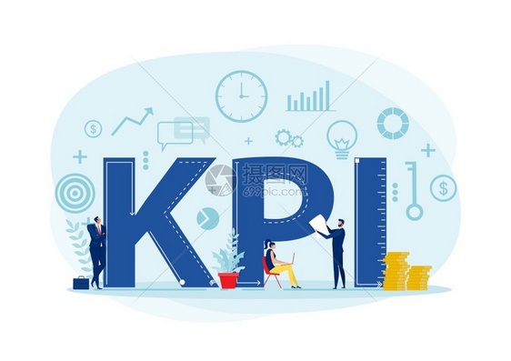 Kpi组织主要业绩指标字词母缩写类型矢量插图图片