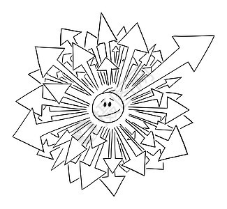 矢量卡通插图说明人或商以及许多箭头从上射出的箭矢量卡通说明人或商和许多箭头从上射出的箭图片