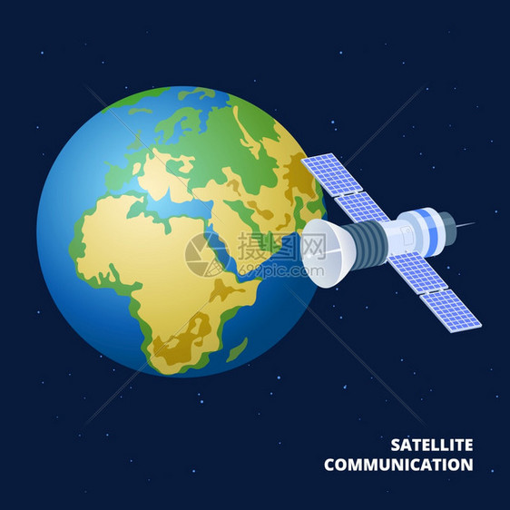 卫星通信等量矢说明航天器和地球通信卫星全球地面外空间观测卫用于远洋网络航天器和地球图片