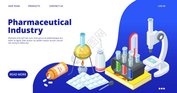 制药业登陆网页计量药物开发病媒网络横幅化学设备药丸维生素实验室设备研究医药和房图例化学设备图片