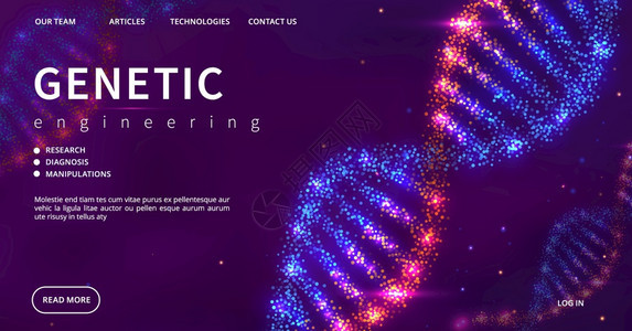遗传工程着陆页矢量光照DNA结构医学网页模板DNA生物学技术医研究分子化说明图片