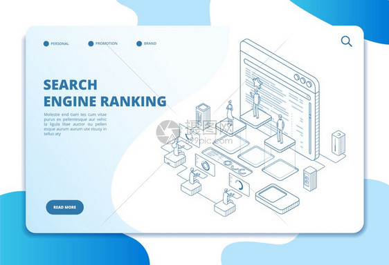 Seo营销和分析工具在线排名结果互联网战略3d等量矢概念说明搜索引擎优化页面网站搜索引擎优化页面搜索引擎排位着陆页面因特网战略3图片
