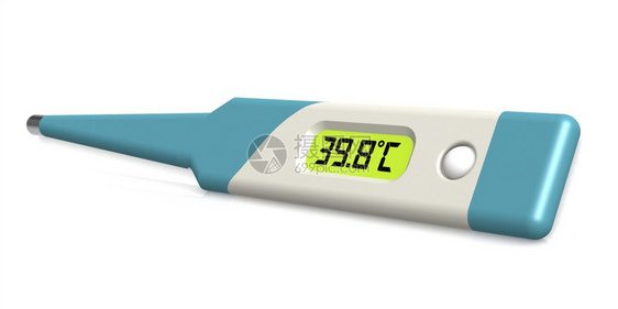蓝色数字医疗温度计隔离3D图片