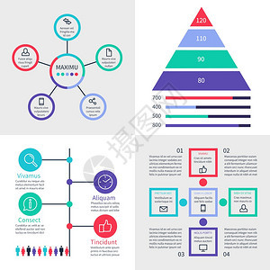 信息仪表板带有财务图表金字塔和比较图表矢量集的信息横幅仪表板业务说明图表信息报告统计信息财务图表图片