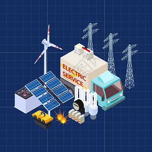 具有能源安全要素的电力服务矢量与能源安全要素的等量构成图片