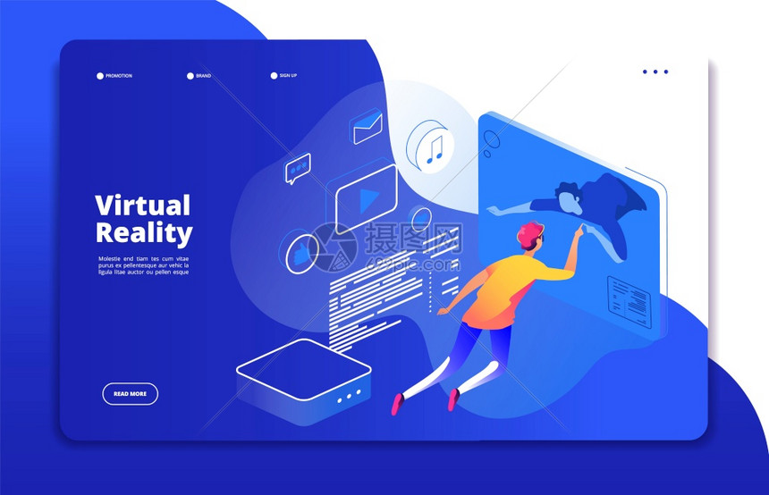 虚拟现实着陆人们数字移动娱乐扩大了现实人头盔虚拟网络互动矢量概念虚拟现实网络空间娱乐视频游戏虚拟现实着陆人们数字移动娱乐扩大了现图片