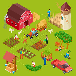 水果和蔬菜农场等量园艺病媒概念谷仓和磨坊干草拖拉机农业园艺图片