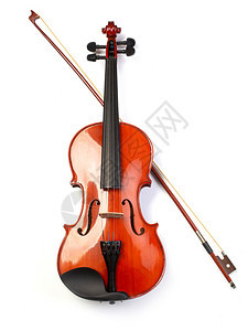 古典小提琴和白色背景的鞠躬图片