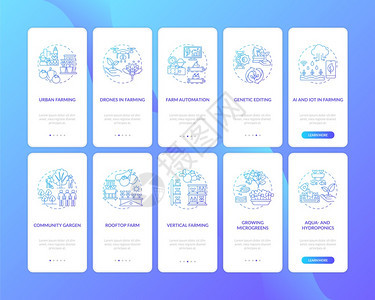 农场生产在装有概念集的移动应用程序页面屏幕上生产基因编辑成长的微绿色通过10步图形指示配有RGB彩色插图的UI矢量模板装有概念集图片