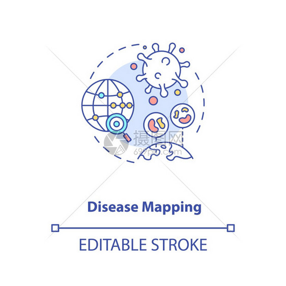 疾病绘图概念标未来疾病追踪应用智能技术AI应用概念细线插图矢量孤立大纲RGB颜色绘图可编辑中风图片
