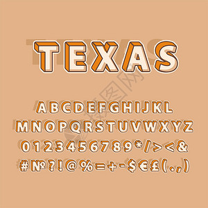 台德州页眉3d矢量字母组Retro粗体字型流行艺术标准字母组旧的学校风格字母数符号包90s8s创意类别设计模板得克萨斯页眉图片