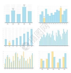 一组蓝色透明条形图商业信息矢量eps10插图图片