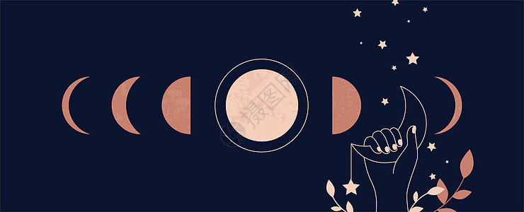 月美学带有最小抽象的天文阶段博霍神秘占星学海报服装的魔法纹身和纺织品模板教义符号矢量月光图美学带有最小天文阶段的博霍神秘占星学海图片