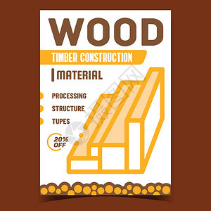 木材建筑促进板条木建筑加工和结构广告海报图片