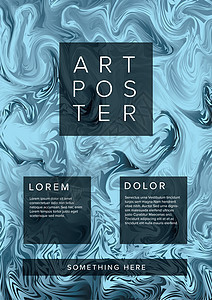 现代矢量艺术海报模板用于艺术展览美馆音乐会或舞蹈派对具有抽象蓝银大理石模式图片