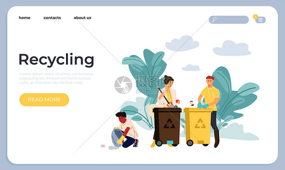 回收着陆页垃圾分类清理区与按钮标题和文本的网址接口废物转换和使用次级原材料病媒在线服务循环利用着陆页病媒废物转换和使用次级原材料图片