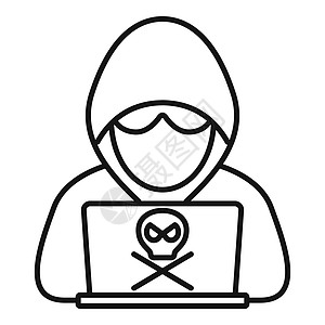 白色背景的网络设计现代黑客矢量图标大纲现代黑客图标大纲样式插画