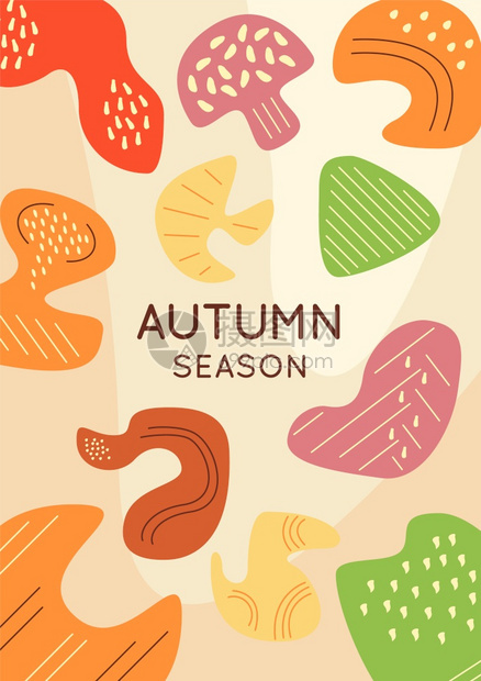 秋季蘑菇插图商业设计海报模板图片