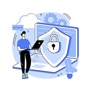 信息安全软件抗解决方案网络安全公司数据保护抽象比喻网络安全软件抽象概念矢量说明图片