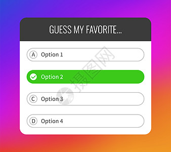 Quiz选项问题界面社交媒体标签选择和猜测按钮模型亮度梯背景框架有正确和不答案的窗口网络设计矢量模板Quiz社交媒体标签矢量模板图片