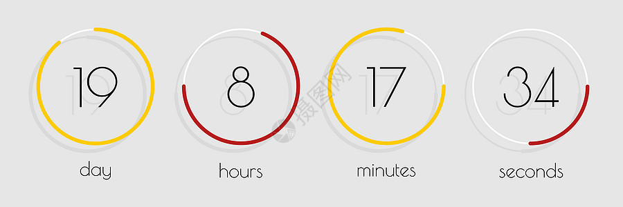 网站模板数字时钟计器平板设倒时器矢量插图图片
