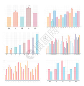 一套透明的条形图商业信息矢量eps10插图图片