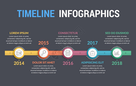 时间线信息图模板工作流程或图矢量eps10插图图片