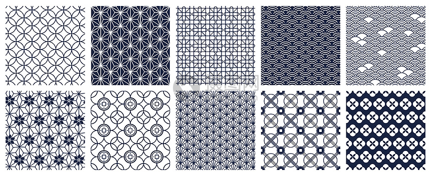 日本几何图案无缝的东方装饰背景几何的观赏模式传统的非自然形态矢量背景集结构的蓝植物抽象设计日本几何模式的装饰模式传统的非自然形态图片
