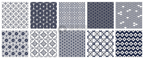 日本几何图案无缝的东方装饰背景几何的观赏模式传统的非自然形态矢量背景集结构的蓝植物抽象设计日本几何模式的装饰模式传统的非自然形态图片