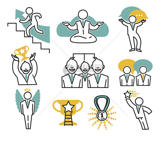 时间管理和领导金杯奖章工作目标成功的商人概念交流和伙伴关系商业和职图片