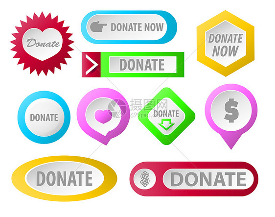捐赠按钮慈善网页元素财政援助孤立图标矢量支持或帮助为网站应用程序提供资金援助和医疗保健为拯救生命而捐赠互联网基金站捐赠和慈善为网图片