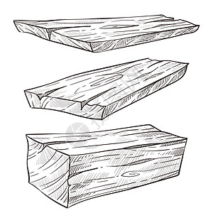 木制材料板建筑和工孤立的草图矢量木制细节fir或橡树自然元素林业和木材加工的日志大小和长度圆板模木制或材料建筑孤立的草图插画