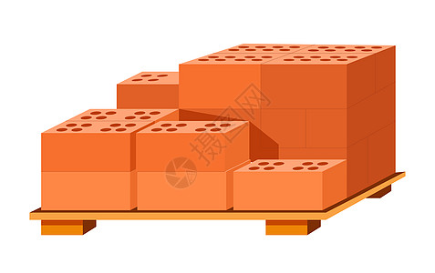 石墙建筑材料堆积木板旁的砖堆上孤立的图标矢量房屋建筑元素石墙结构