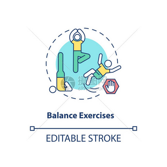 平衡运动概念图标瑜伽位置身体护理和健康身体训练动物学理念细线插图矢量孤立大纲RGB颜色绘图可编辑的中风图片