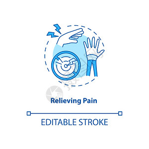 松疼痛动绿概念图标伤害恢复身体的发光点减少扭动物学概念细线插图矢量孤立的大纲RGB颜色绘图可编辑的中风减轻疼痛松动概念图标图片