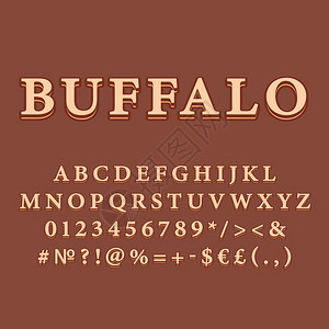 Buffalovintage3d矢量字母组Retro粗体字型Pop艺术平板字母组旧学校风格的字母数符号包908s创意类别设计模板图片