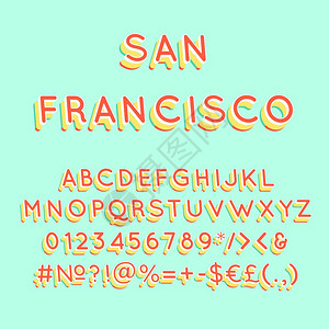 旧金山3dd矢量字母集复古3d矢量字母组黑体字型流行艺术标准字母组旧学校风格的字母数符号包90s8s创作型号设计模板旧金山图片