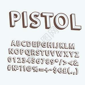 PistolVestage3d矢量字母组Retro粗体字型Pop艺术平板字母组旧学校风格的字母数符号包90s8s创意类别设计模板图片